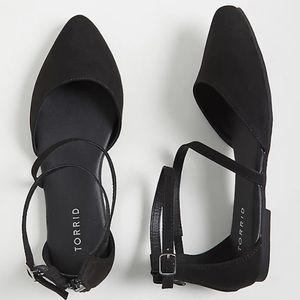 TORRID BLACK FAUX SUEDE ANKLE STRAP D'ORSAY FLAT (WW) SIZE 11
